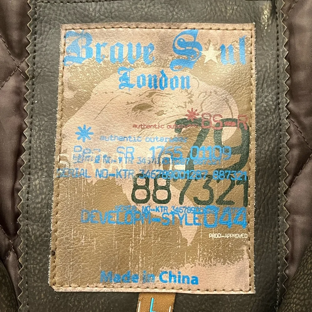 Vintage brown “pleather” jacket Lg - Picture 3 of 14